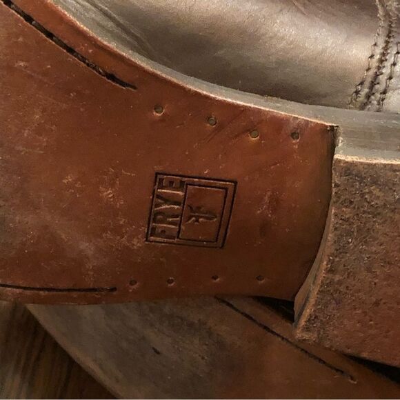 FRYE Brown Leather Mid Calf Campus Low Heel Smooth Shaft Western Boots Sz 9 - Picture 12 of 16